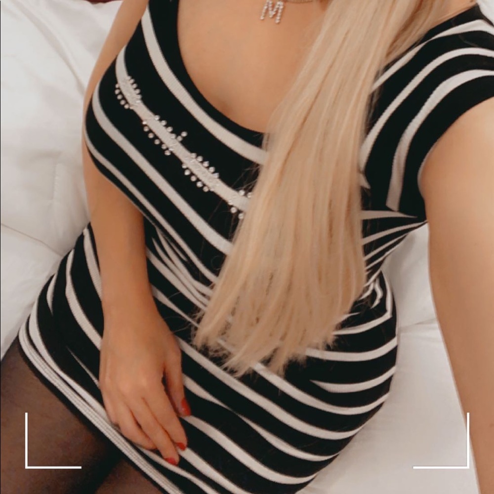 Bebé black and white stripped dress